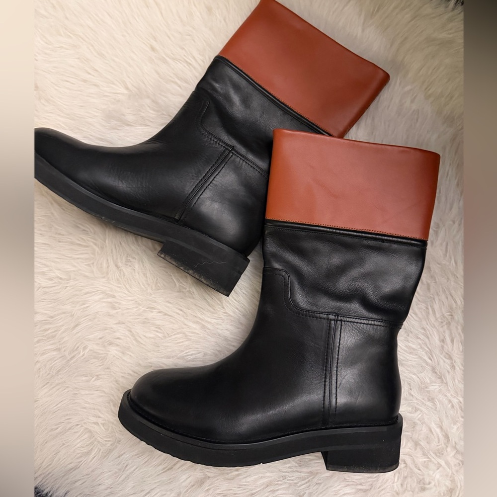 Aerosoles Leather Boots – Black & Brown Two-Tone - Picture 4 of 6